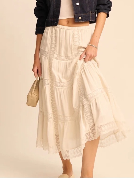 Reformation Dresses & Skirts - NWT Reformation Maevie Cream Lace Trim Skirt 8